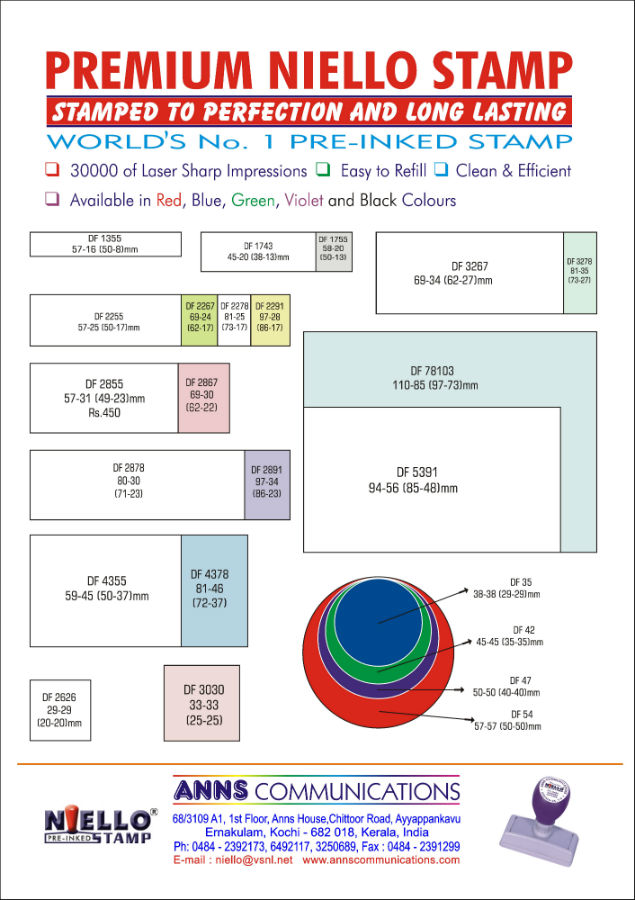 Nello stamp's sizes