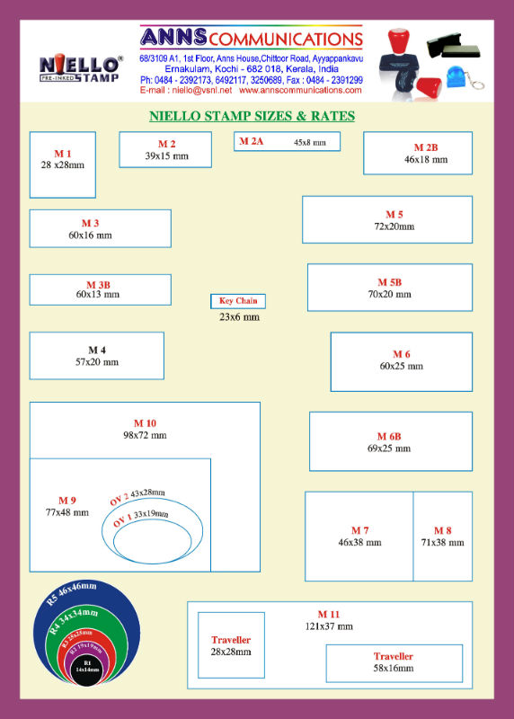 Nello stamp's sizes